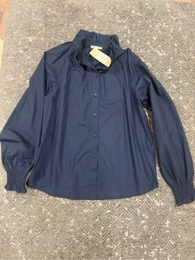NWT Jade Melody Tam Navy Blouse (Small)